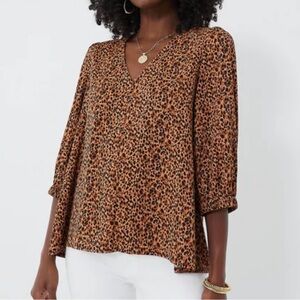 Pomander Place Tuckernuck sz XS Leopard Hollis Print Blouse Top